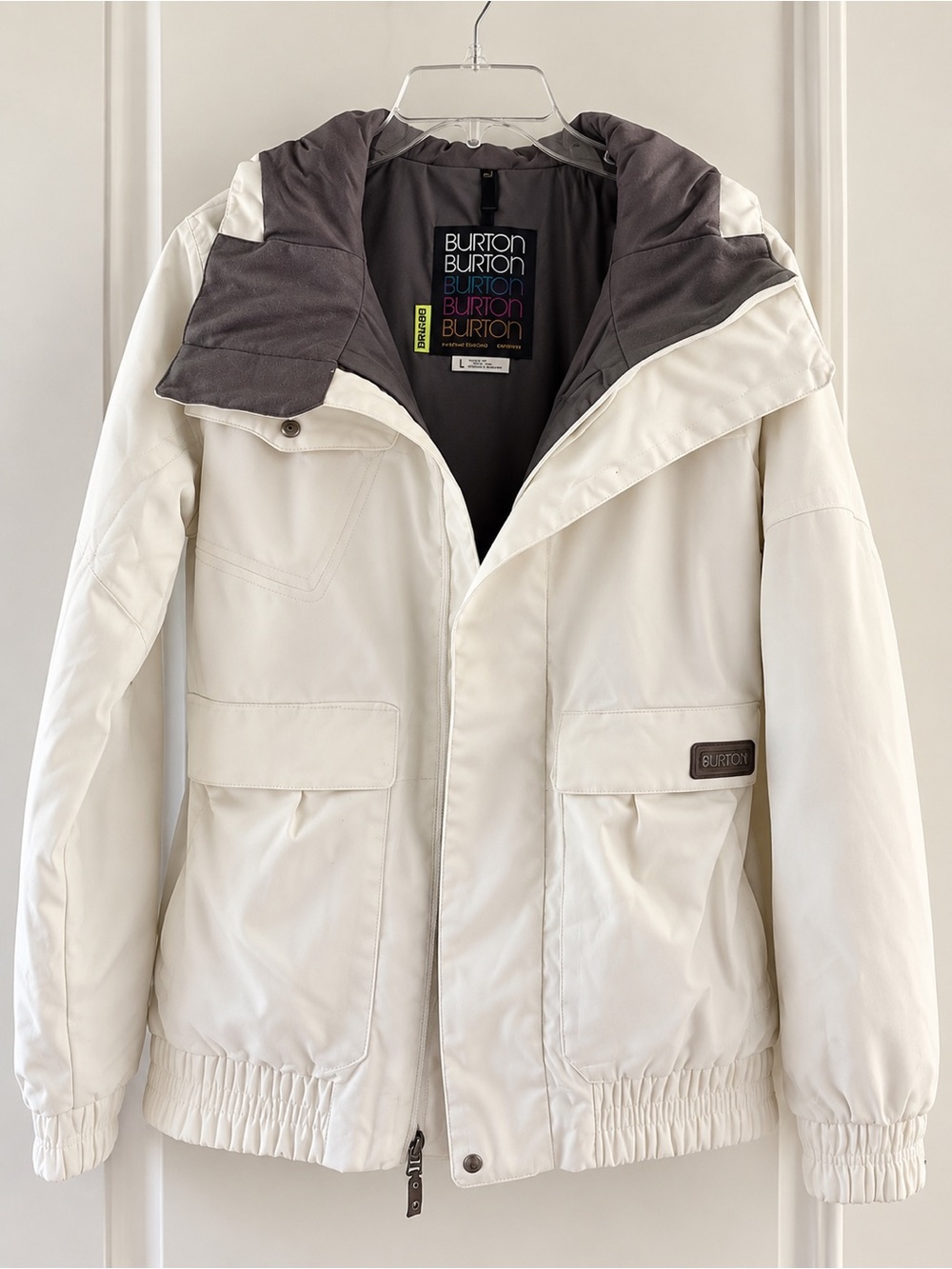 Burton DRYRIDE Women’s White Snowboard Ski Jacket Hooded Size L